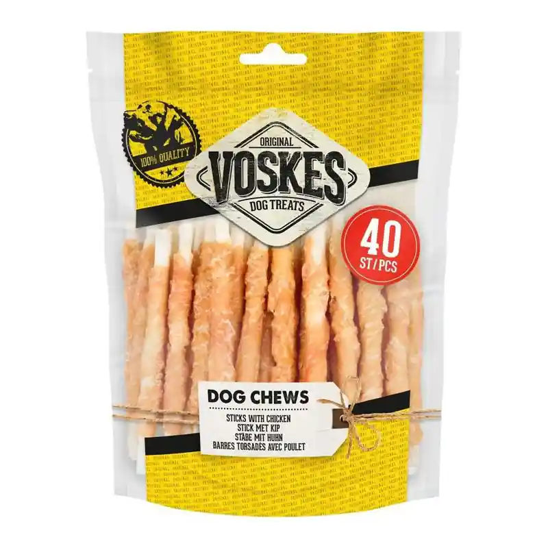 Voskes Rawhide Kip Sticks - 40 Stuks