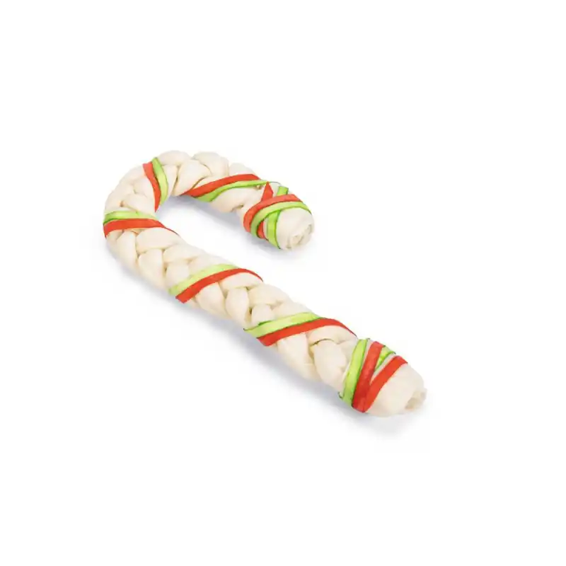 Beeztees Kerst Braided Rawhide Cane