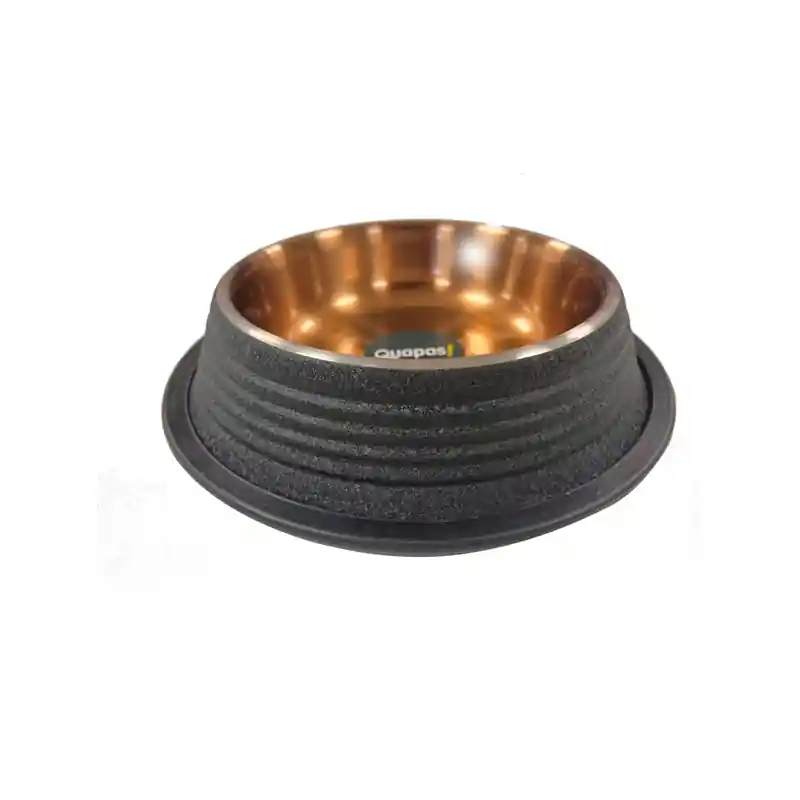 Quapas! Voerbak Ribbed Non Skid Leather Zwart