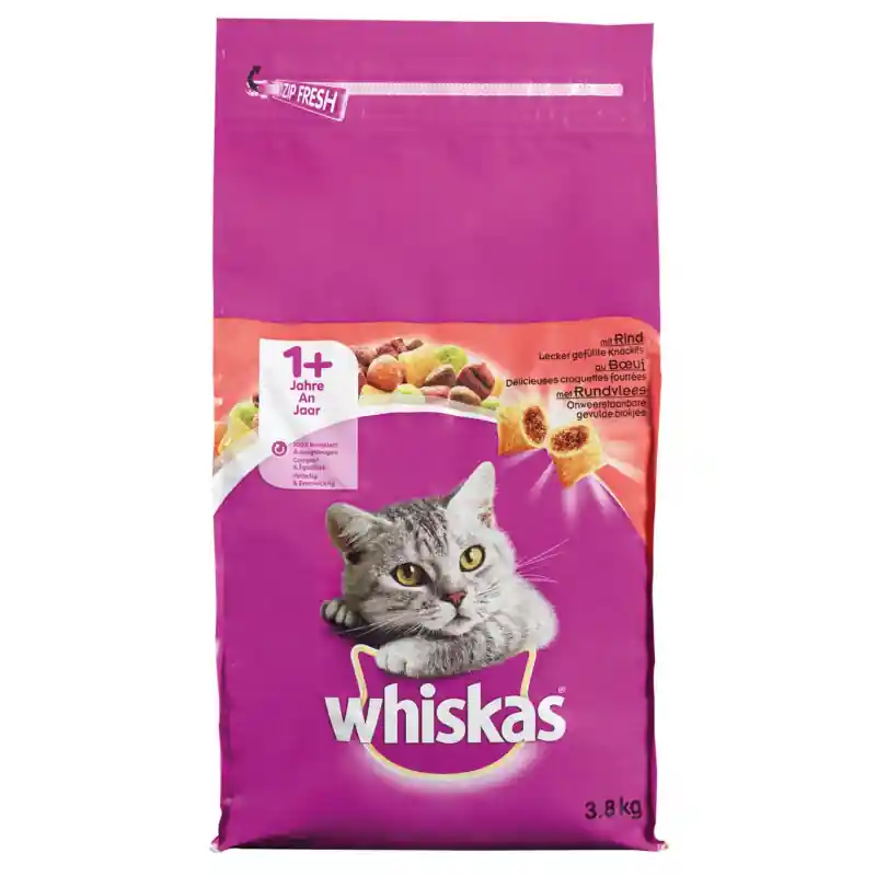 Whiskas Droog Adult Rund 3,8kg