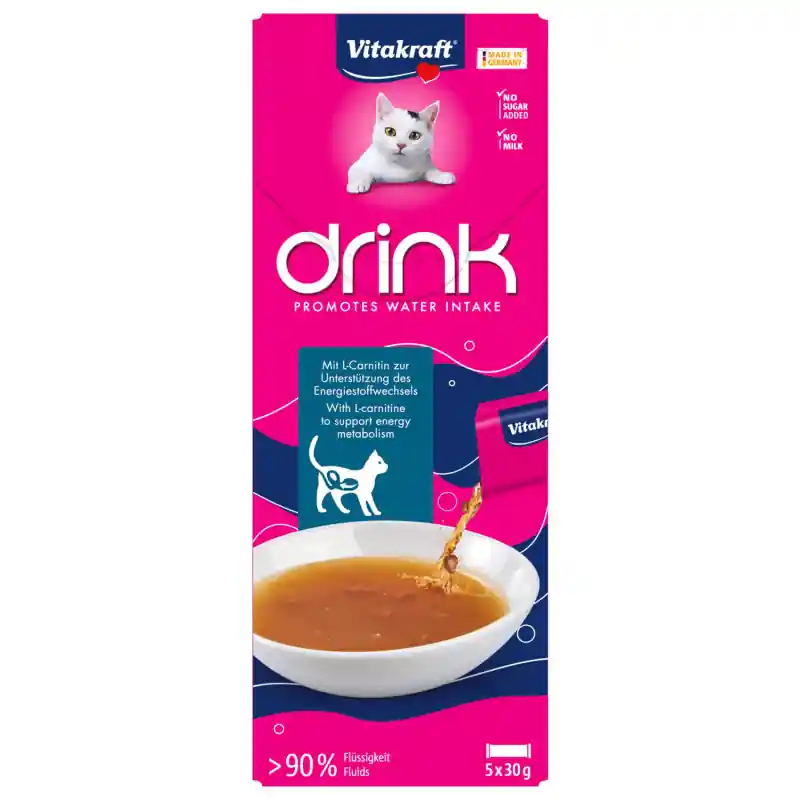 Vitakraft Drink Zalm Met L-Carnitine - Kattensnack - Zalm 5x30 g