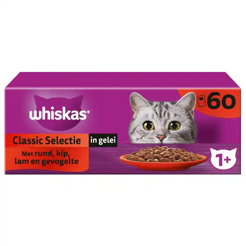 Whiskas 1+ Classic Selectie in Gelei 60 x 85 gram