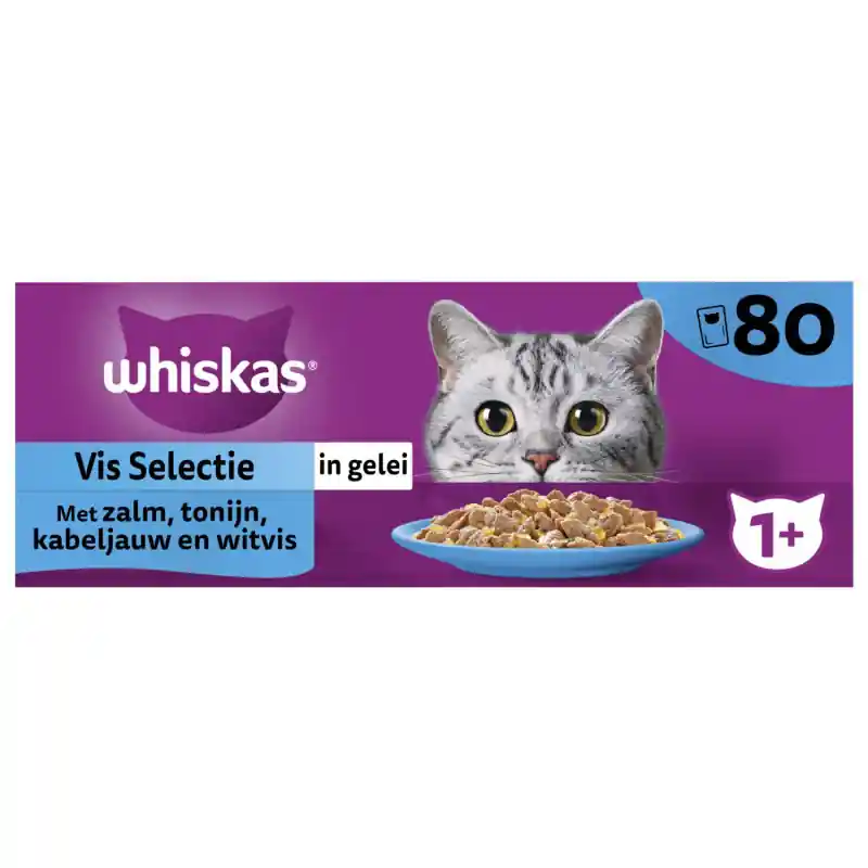 Whiskas 1+ Classic Selectie in Gelei Vis 80 x 85 gram