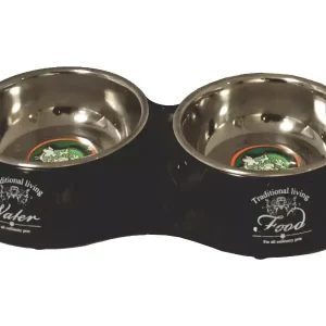 Bak dubbel plastic/rvs 27cm zwart