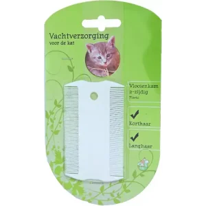 Vlooienkam 2-zijdig plastic kat wt