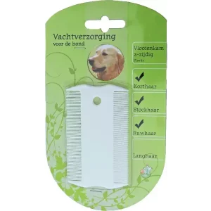 Vlooienkam tweezijdig plastic wit