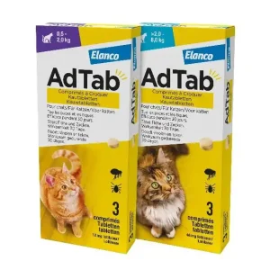 AdTab kauwtablet tegen teken en vlooien voor katten