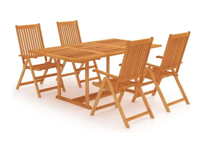 5-delige Tuinset massief teakhout