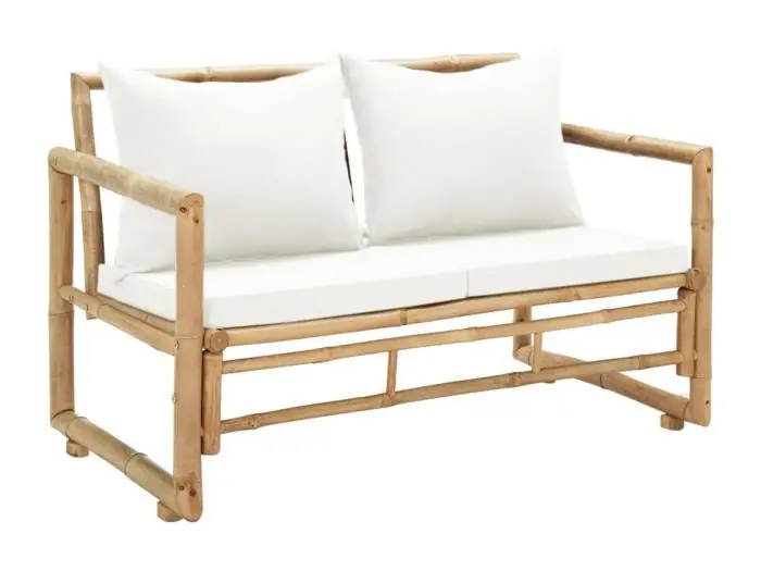 Tuinbank 2-zits met kussens bamboe