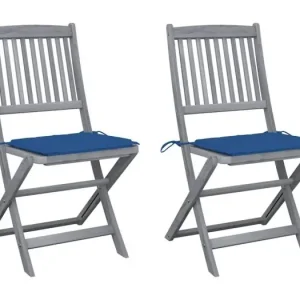 Tuinstoelen 2 st inklapbaar met kussens massief acaciahout