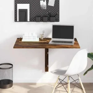 Wandtafel inklapbaar 100x60x56 cm bewerkt hout gerookt eiken