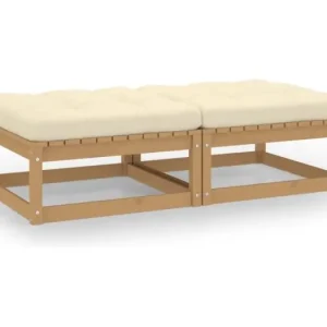 Tuinvoetenbanken 2 st met kussens massief grenenhout