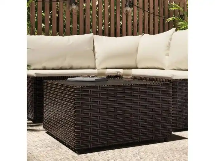 Salontafel tuin vierkant 50x50x30 cm poly rattan bruin