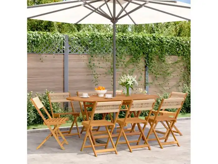 Tuinstoelen 8 st inklapbaar massief acaciahout beige