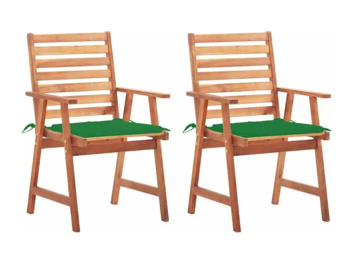 Tuinstoelen 2 st met kussens massief acaciahout