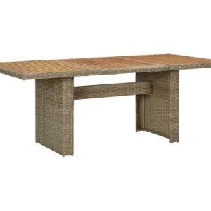 Tuintafel 200x100x74 cm poly rattan bruin