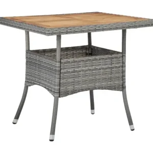 Tuintafel poly rattan en massief acaciahout grijs