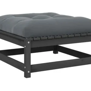 Tuinvoetenbank met kussen massief grenenhout grijs