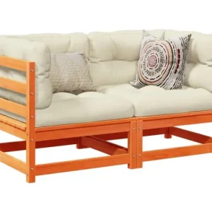 2-delige Loungeset met kussens massief grenenhout wasbruin