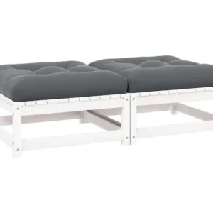 Tuinvoetenbanken 2 st met kussens massief grenenhout wit