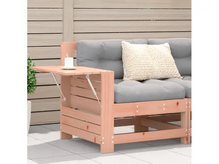 Tuinbank met armleuning en kussens massief douglashout