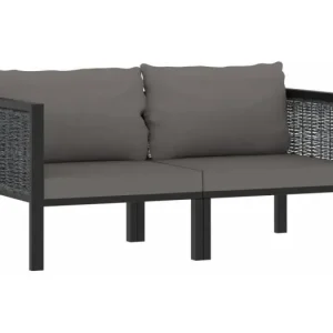 Tweezitsbank met kussens poly rattan antraciet