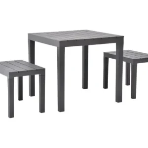 Tuintafel met 2 banken kunststof bruin