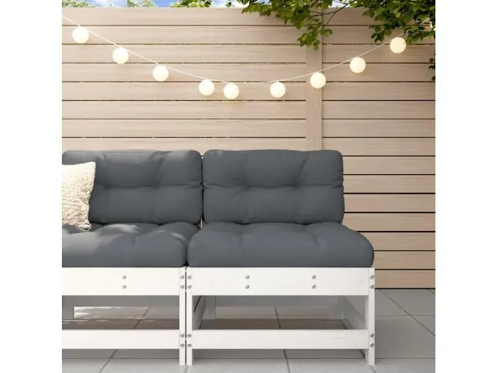 Middenbank met kussens massief grenenhout wit