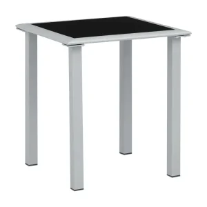 Tuintafel 41x41x45 cm staal en glas zwart en zilverkleurig