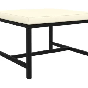 Voetensteun sectioneel met kussen poly rattan zwart