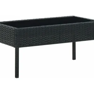 Tuintafel 75x40x37 cm poly rattan zwart