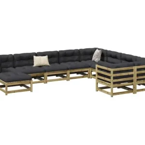 10-delige Loungeset met kussens ge?mpregneerd grenenhout