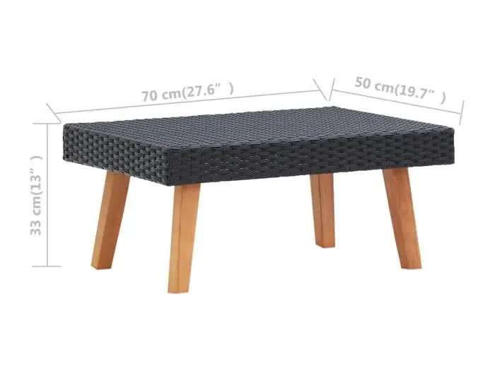 Tuintafel poly rattan zwart