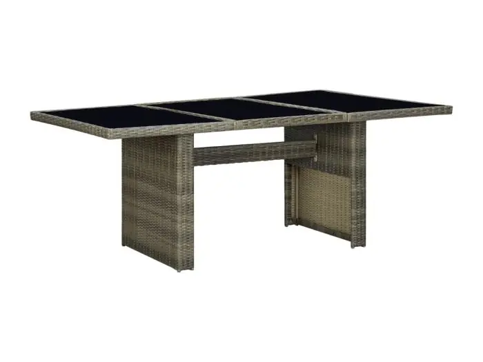 Tuintafel poly rattan en gehard glas bruin