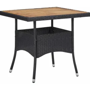 Tuintafel poly rattan en massief acaciahout zwart