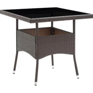 Tuintafel poly rattan bruin