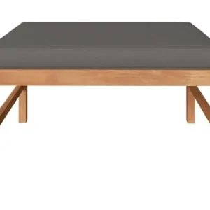 Voetensteun met donkergrijs kussen massief teakhout