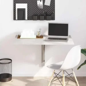 Wandtafel inklapbaar 100x60x56 cm bewerkt hout betongrijs