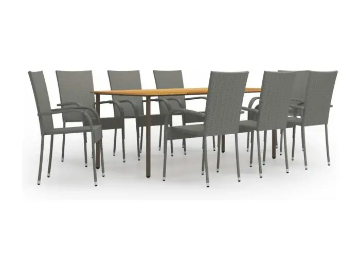 9-delige Tuinset poly rattan grijs