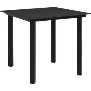 Tuintafel 80x80x74 cm staal en glas zwart
