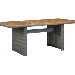 Tuintafel poly rattan en massief acaciahout lichtgrijs