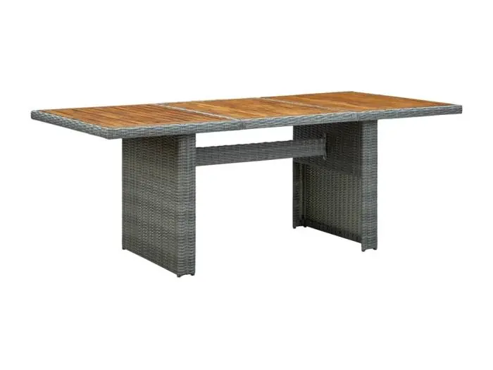 Tuintafel poly rattan en massief acaciahout lichtgrijs