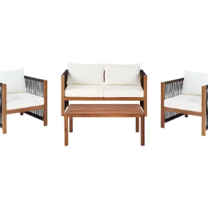 Loungeset met tafel 4-zitter ANTRIA Acaciahout Zwart