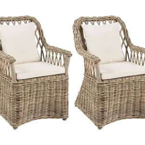 Tuinstoel set van 2 rotan naturel MAROS II