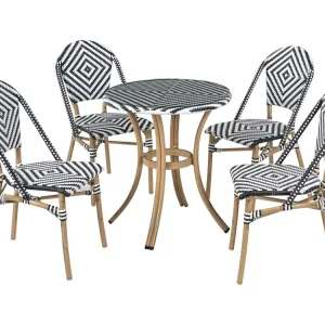 Tuinset rotan zwart/wit RIFREDDO