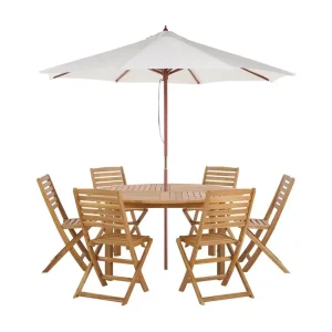 Tuinset 6-zitter TOLVE Met parasol (12 opties) Acaciahout Bruin