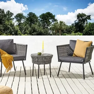 Bistroset met kussens GARGANO Grijs