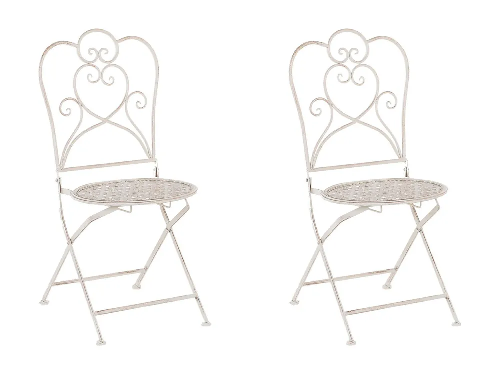 Set van 2 tuinstoelen TRIESTE Inklapbaar Metaal Lichtbeige