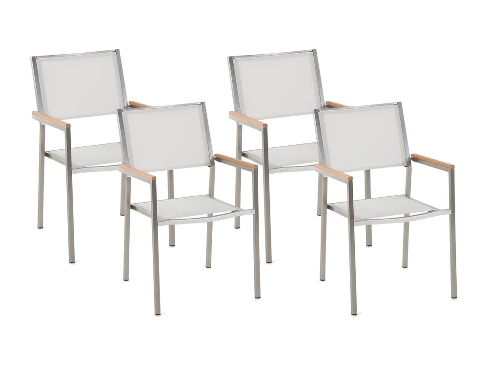 Set van 4 tuinstoelen GROSSETO RVS Wit