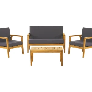 Loungeset met tafel 4-zitter PALLANO Acaciahout Donkergrijs